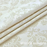 Rectangle Tablecloth - 60 x 120 Inch Beige Cream Damask Table Cloth Jacquard Design Spill Proof Wrin