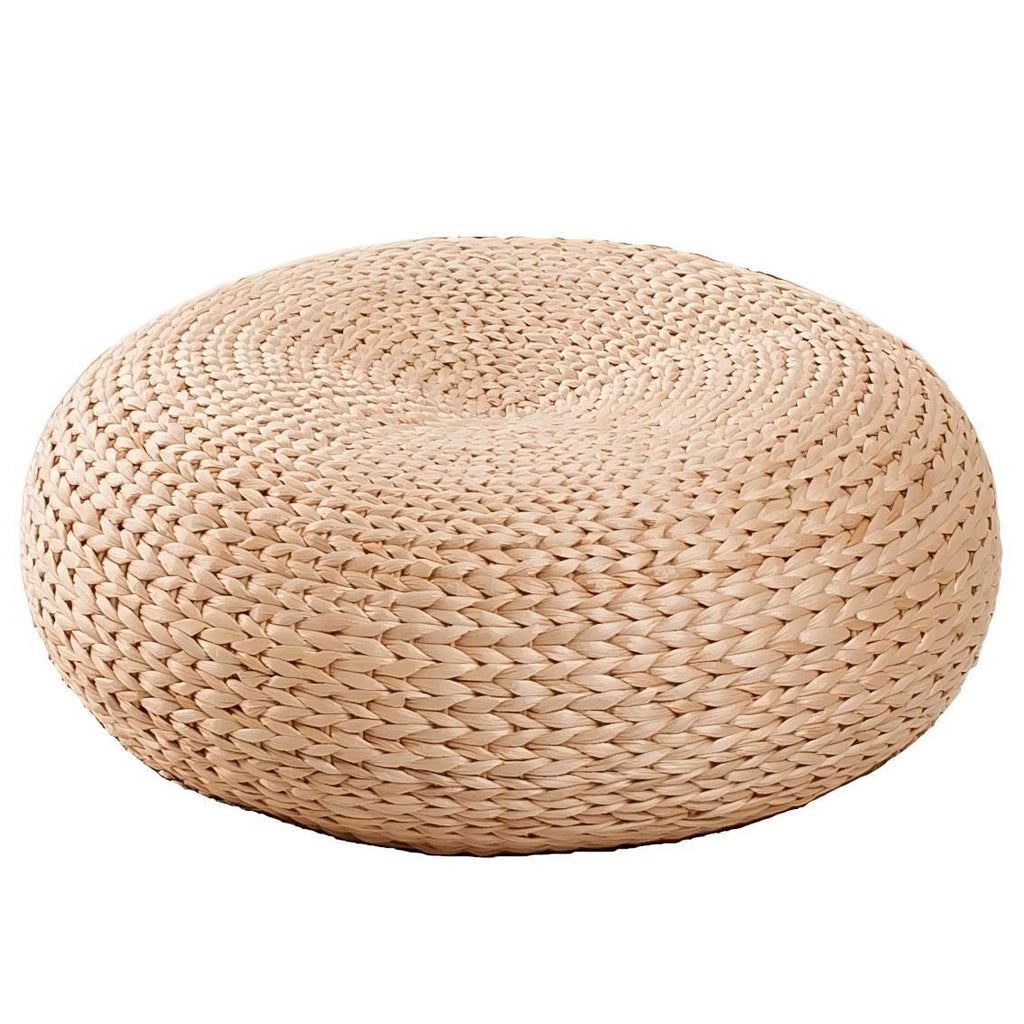 Straw Flat Seat Cushion, Handmade Floor Pouf Mat, Ottoman Footstool for Meditation, Zen, Yoga Practice or Buddha