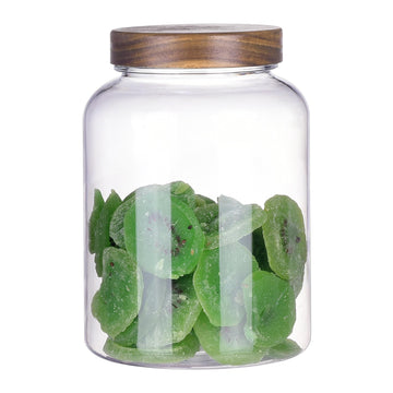 64 Fluid Ounces Unbreakable & Dishwasher Safe Plastic Apothecary Jar with Wooden Airtight Screw Top Lid, 0.5 Gallon