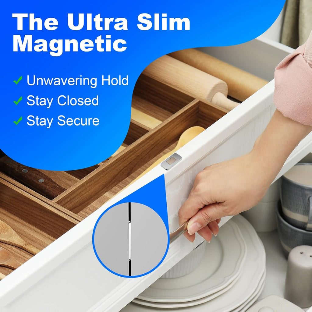 16 Pack Magnetic Cabinet Door Catch, Ultra Thin Cabinet Door Magnets, Adhesive Drawer Magnets to Stay Closed, Stainless