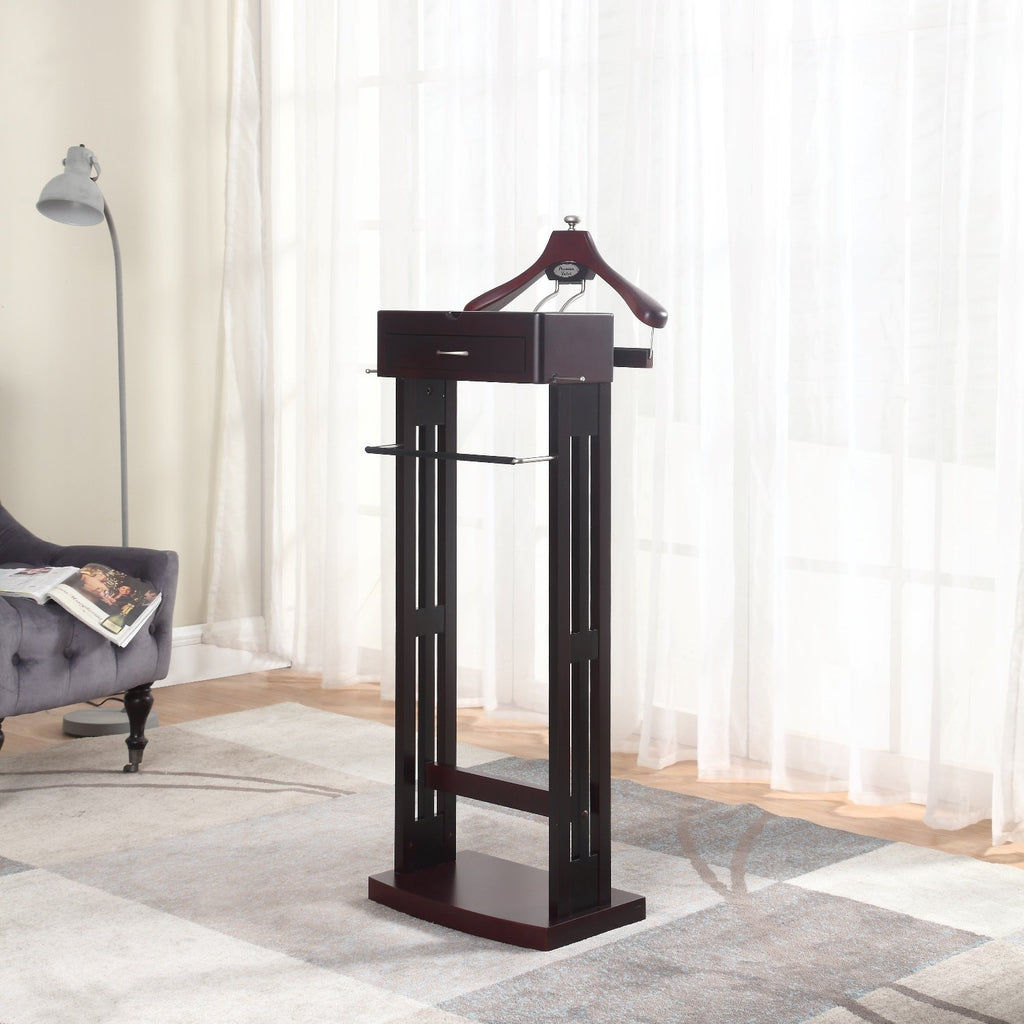Norstar Suit Valet Stand VL16245 with Detachable Hanger, Trouser Bar, Tie Bars, Mirror Tray & Drawer, 20"W x