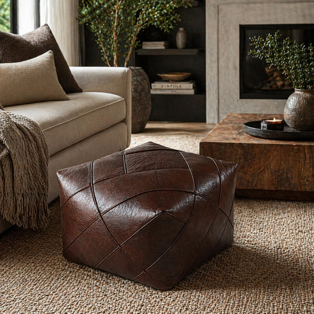 Pouf - Delivered Unstuffed - Ottoman, Footstool, Footrest, Hassock, Floor Cushion - Modern Living Room, Artisan