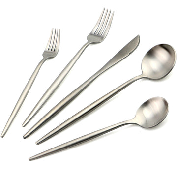 20-Pieces Silver 18/10 Stainles Steel Flatware Set, Knife Fork Spoon Silverware Set, Dinnerware Set Service for 4