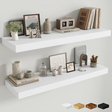 Floating Shelves for Wall, 40 Inch Floating Shelf Decor, Wall Mounted Rustic Wood Shelves 12 Inch Deep, Hanging Deep