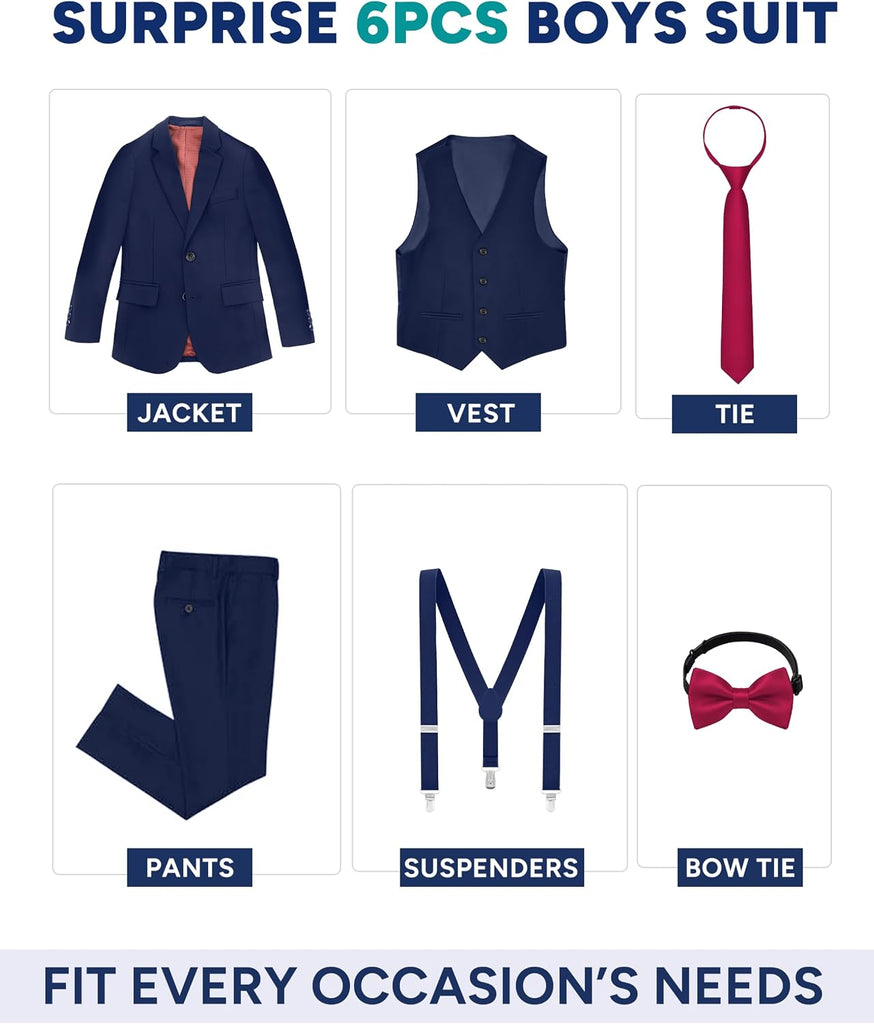Boys Suit Piece with Suspenders, Regular & Husky Fit