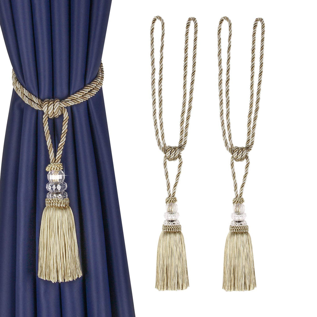Curtain Tiebacks Hand-Woven Holdbacks Tassels Tiebacks - 2 Pack
