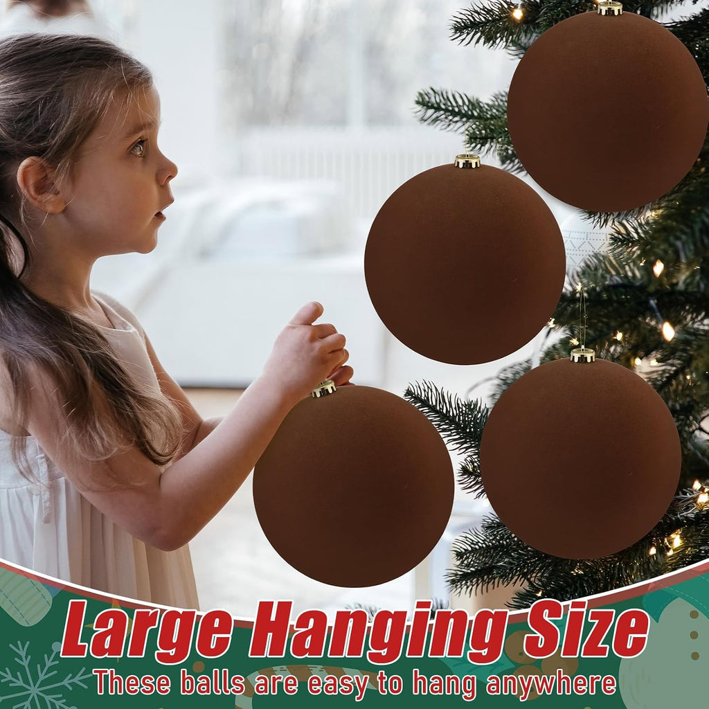 4 Pcs 8 Inch Extra Large Velvet Christmas Balls Oversized Huge Big Christmas Tree Ornaments Balls for Family Holiday