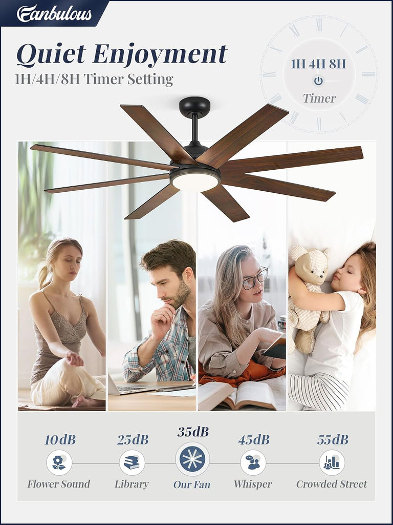 60" Ceiling Fan with LED Light and Remote - Classic Black