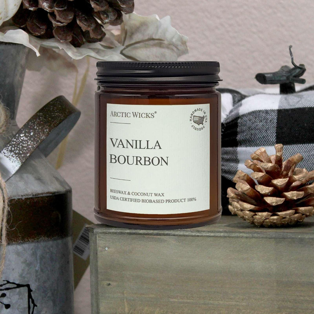 Vanilla Bourbon Candle, 9oz Coconut Beeswax, Non-Toxic