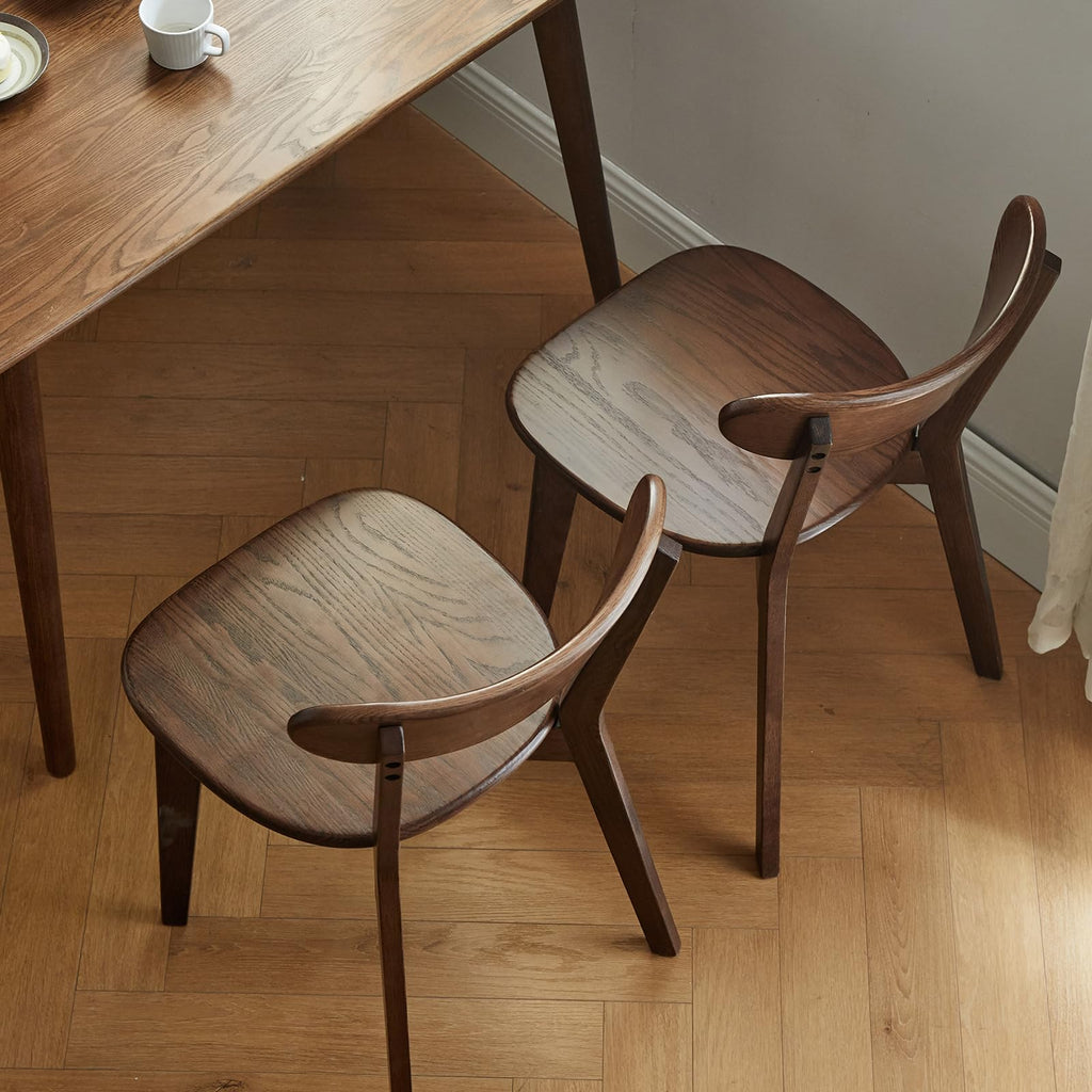 Walnut Dining Chairs Set of 2, Solid Oak Wood