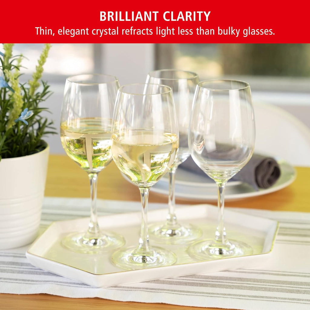 Wine Lovers White Wine Glasses Set of 4 - Elegant Stemmed Crystal Wine Glassware for Chardonnay, Sauvignon Blanc &