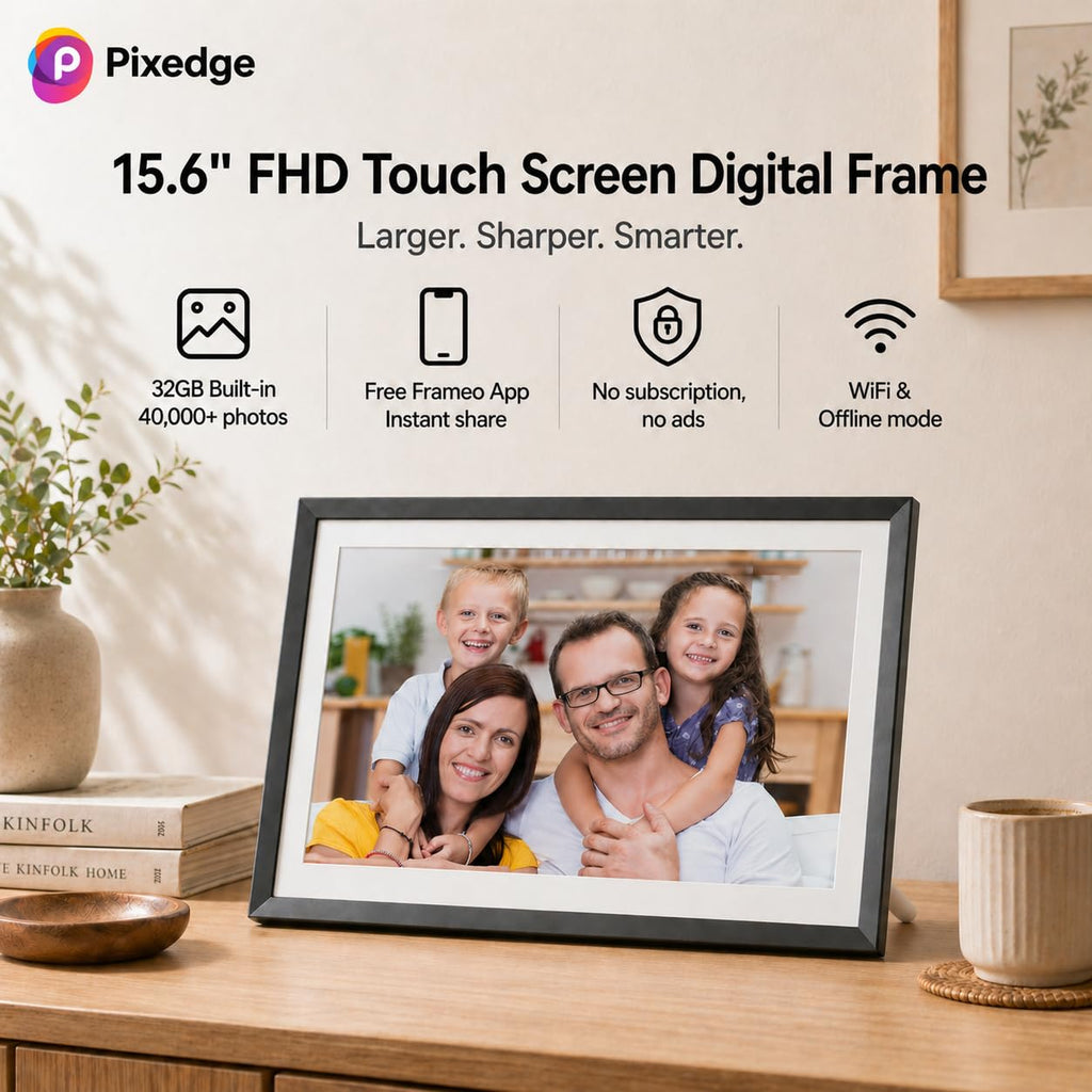 Frameo 15.6 Inch Smart WiFi Digital Picture Frame, 32GB Touchscreen