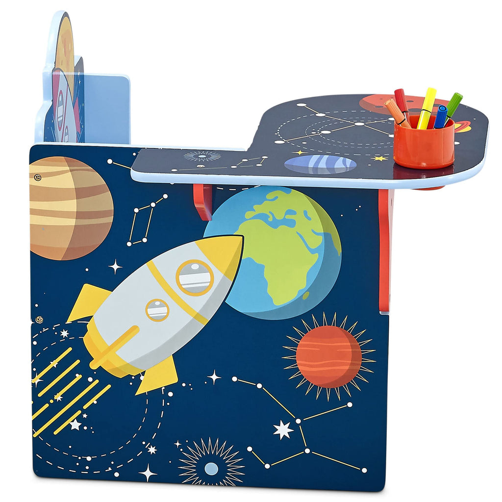 Children Space Adventures Chair Desk with Storage Bin - Ideal for Arts & Crafts, Snack Time, Homeschooling, Homework