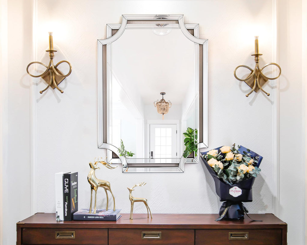 36" x 24" Rectangular Modern Decorative Wall Mirror with Beveled Edge Frame, Large Accent Mirror