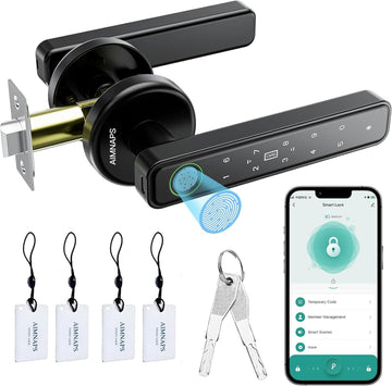 Fingerprint Door Lock, Door Locks , Keyless Entry Door Knob with Handle,Generate Passcode App Remotely-Smart Door