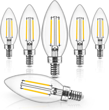 E12 LED Bulb Dimmable, 3000K 60W Eq Candelabra Light Bulbs, 6Pack
