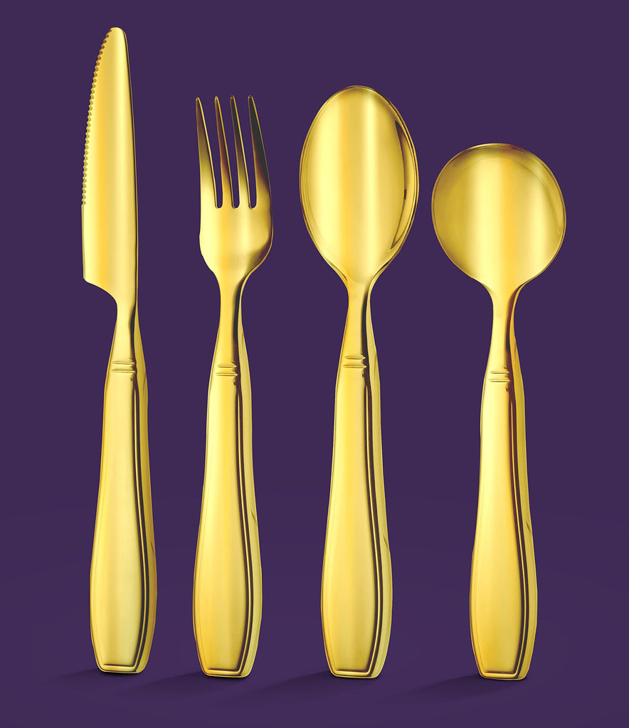 Premium Stainless Steel Weighted Flatware for Parkinson's Patients- Adaptive Silverware for Adults with Hand
