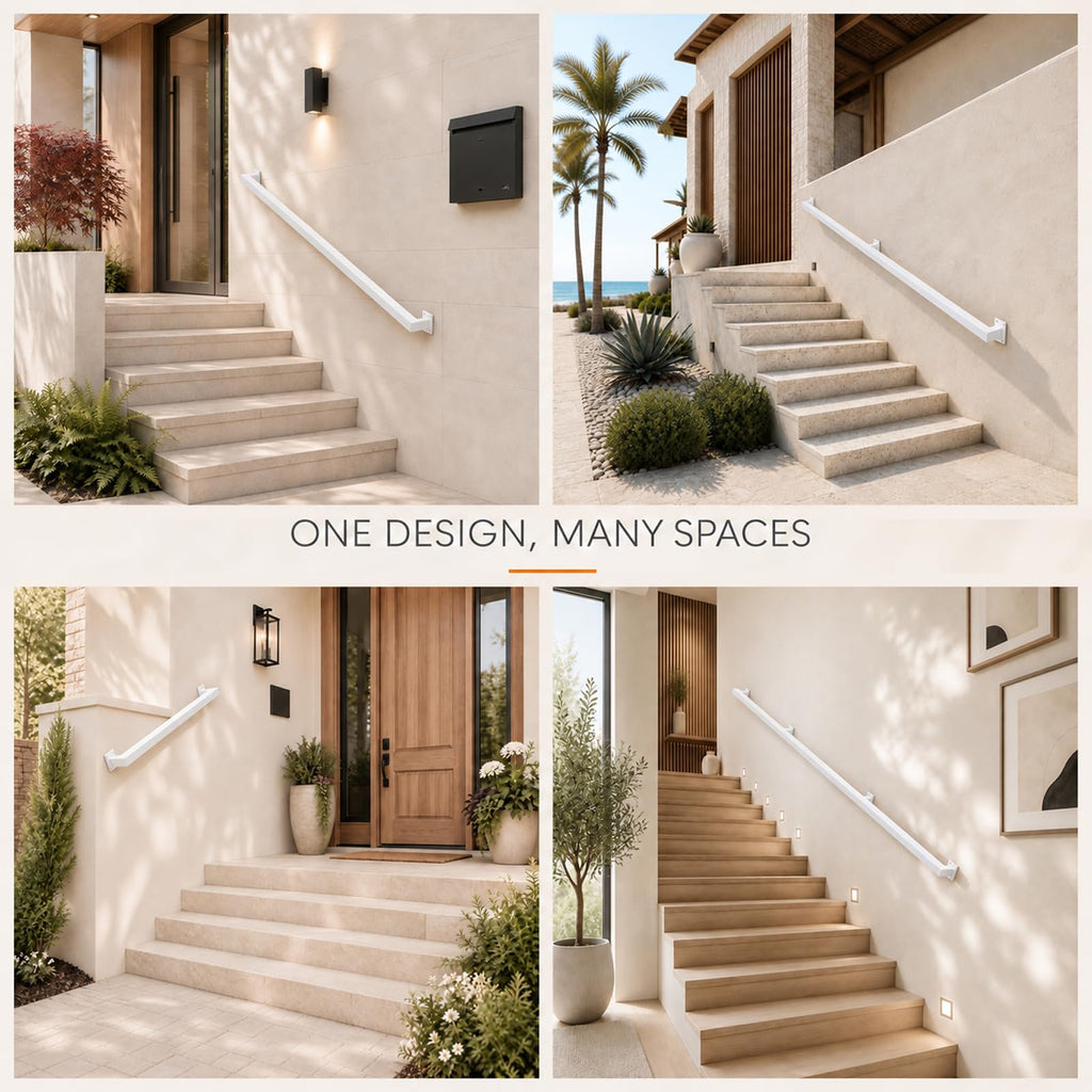 4FT Handrails for Stairs Indoor Outdoor, Step Railing Wall Mounted with Matte Black Finish, Industrial Pipe Hand