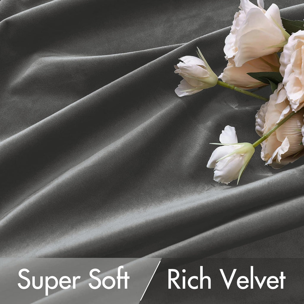 Velvet Curtains 52x84 inches 2 Panels Gray Blackout Curtains
