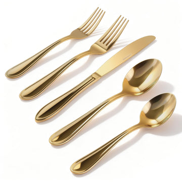 Gold Silverware Set for 8, 18/0 Premium Stainless Steel Flatware Set, Heavy Duty and Modern Design Cutlery Set, Mirror