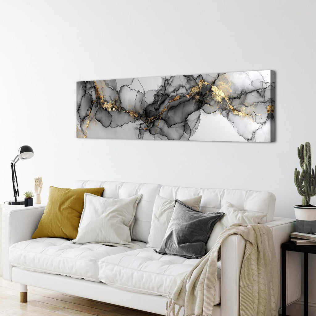 Abstract Black and Gold Wall Art Marble Wall Decor Minimalist Marble Ink Texture Canvas Prints Watercolor Fluid Line
