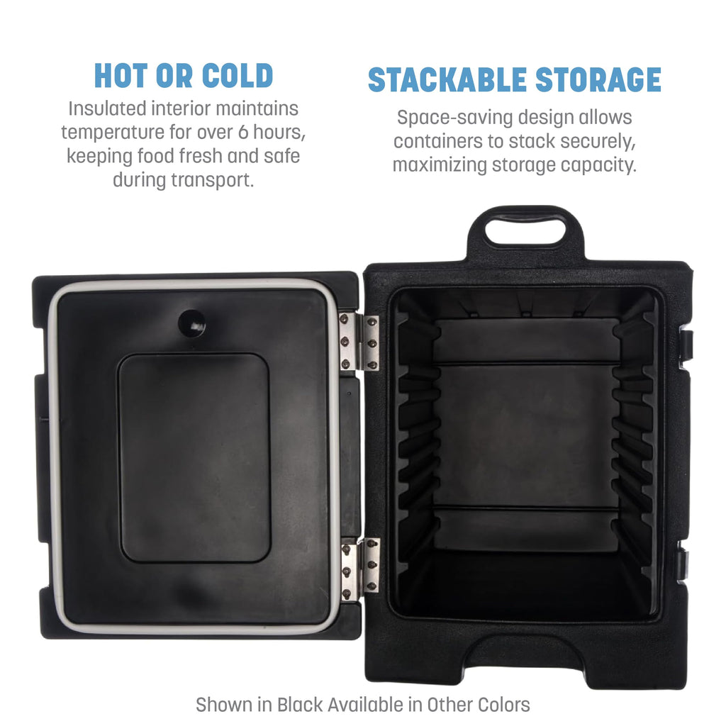 Cateraide Front Loading Insulated Food Pan Carrier, for Storage and Transport of Food, 5 Pan Capacity, 25.25" x