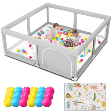 Baby Playpen with Mat and Ocean Balls 50 x 50 inch