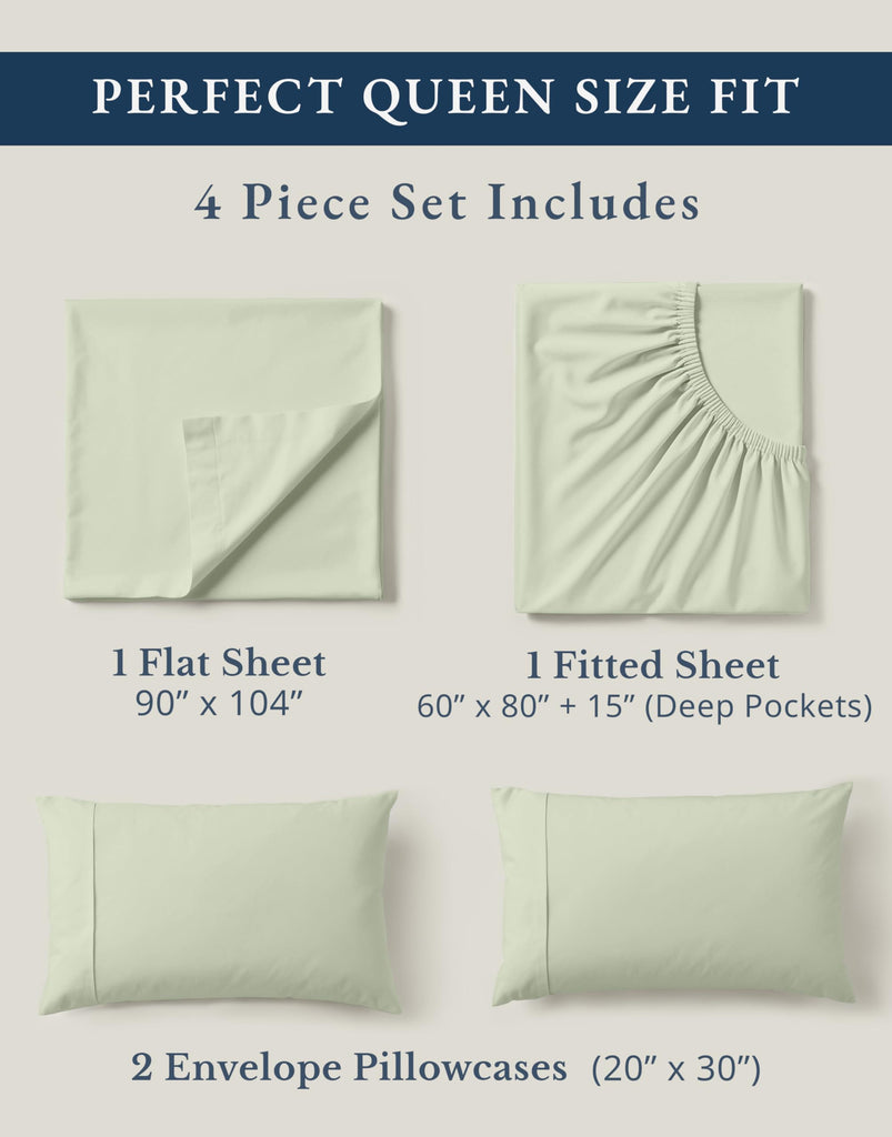 Sheet Set 100% Organic Cotton Percale Cooling - Mineral