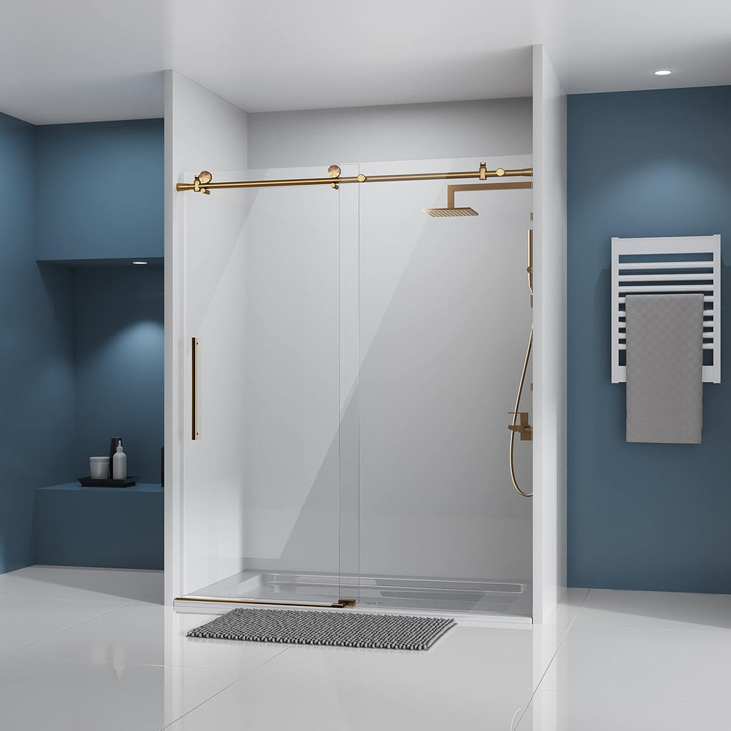 Frameless Shower Door, 56-60" W x 75" H Sliding Glass Shower Door