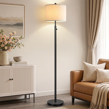 Upgraded】 Dimmable Floor Lamp, 11W LED Bulb Included, Modern Standing Lamp, Tall Pole Light with Linen Shade Reading
