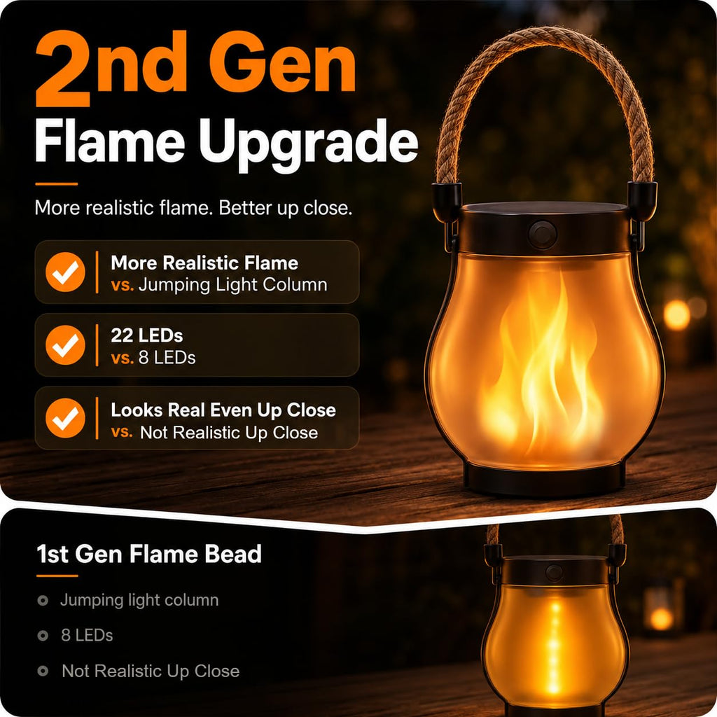 Lanterns Outdoor Waterproof 4-Pack, 2nd Gen Flickering Flame Effect