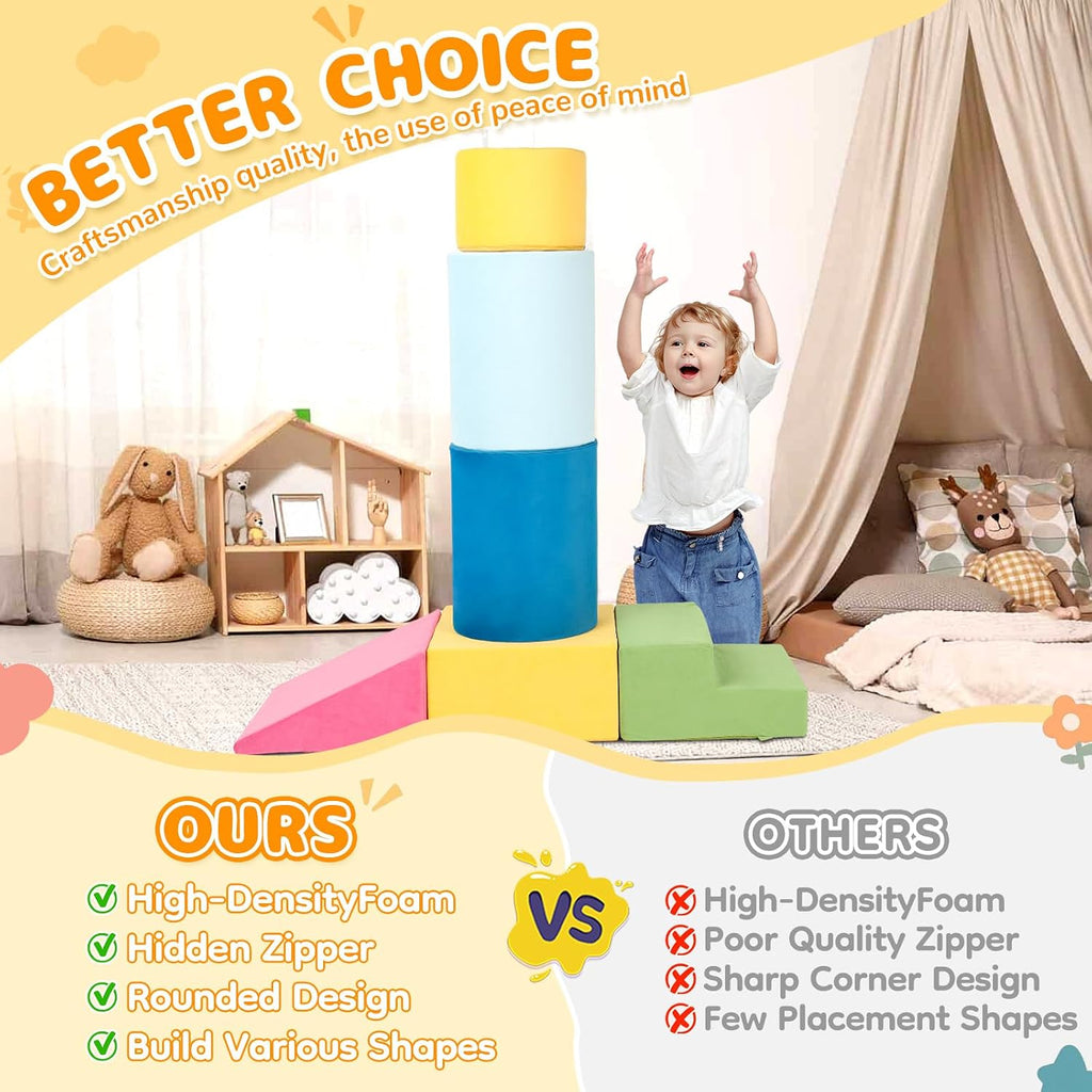 Toddler Climbing Toys Indoor, Piece Colourful Foam Climbing Blocks, Soft Play Climbing for Toddlers, Modular