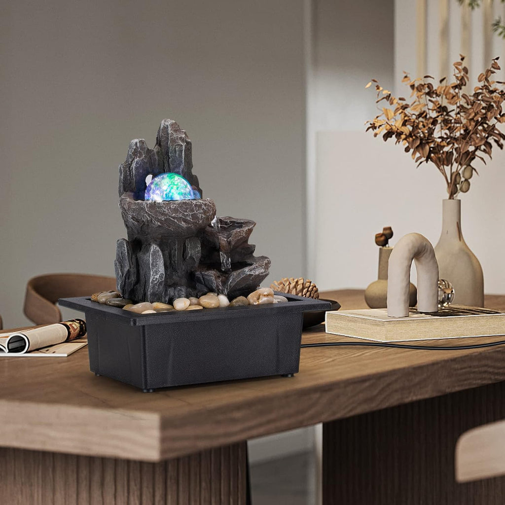 Tabletop Fountain Rotating Ball Rock Waterfall Fountain Office Tabletop Fountains Decor Includes Many Natural River