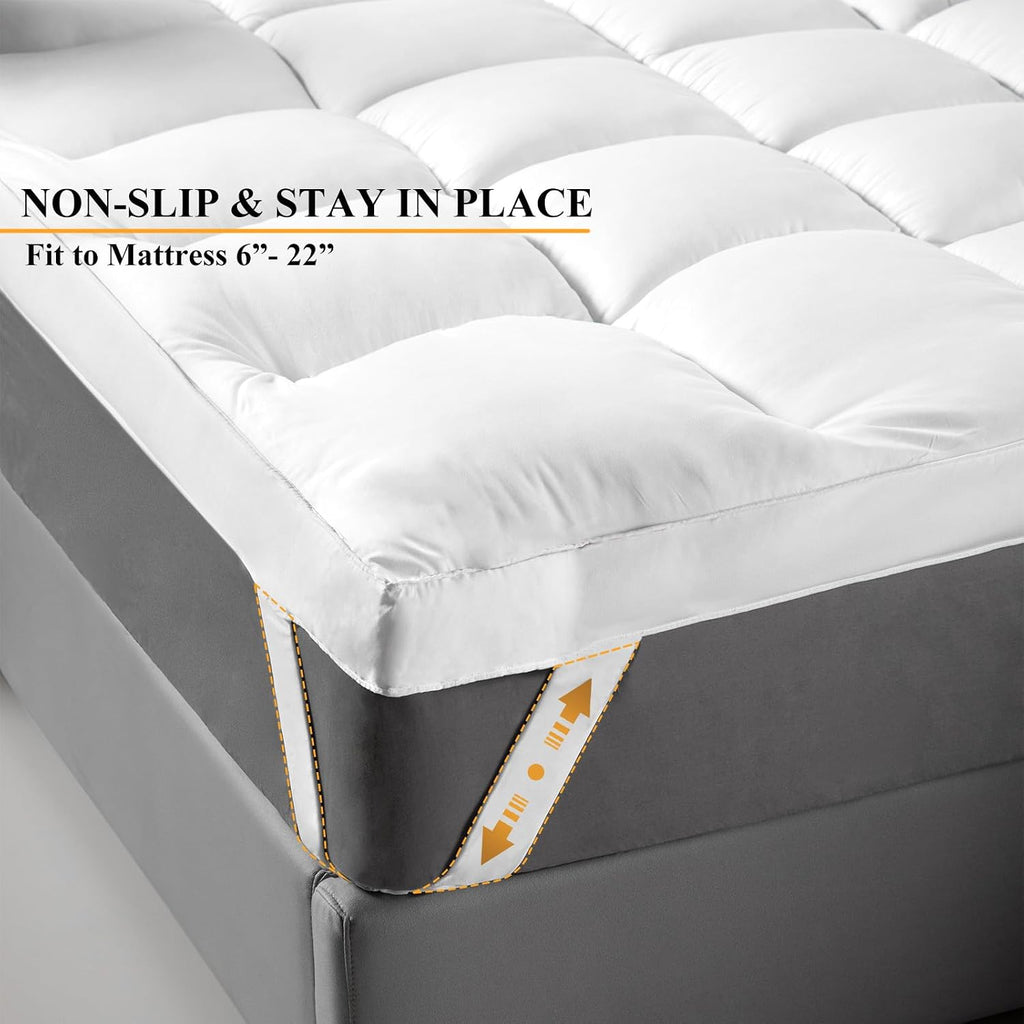 1400 GSM King Mattress Topper, Extra Thick Cooling Pillow Top Plush Pad | Breathable, Washable, Ultra soft, Hot