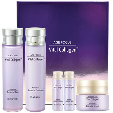 AGE FOCUS VITAL COLLAGEN SKINCARE GIFT SET (370ml / 12.51 Fl Oz) - Korean Luxury Premium High-end Skin Toner