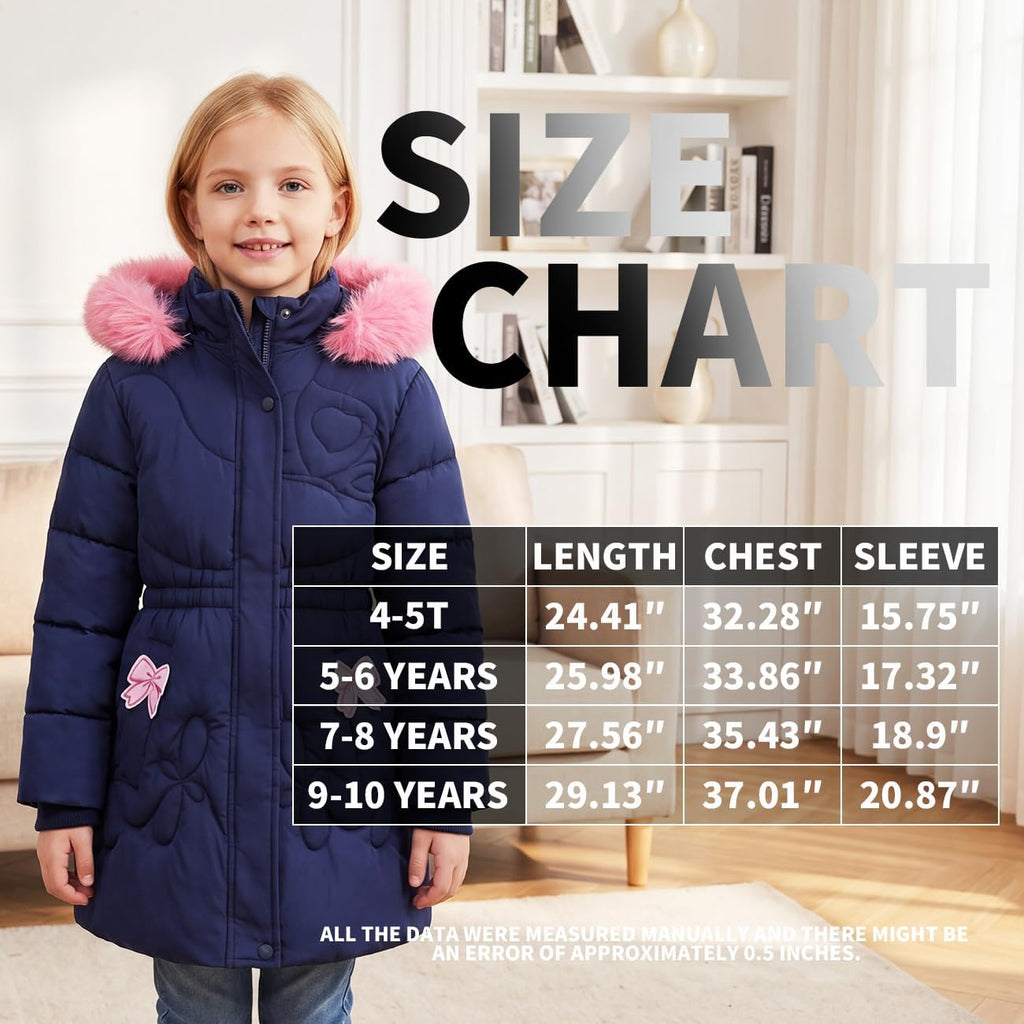 Winter Coat For Girls Puffer Jackets Collar Hooded Parka