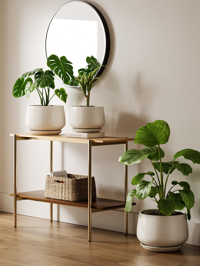 Ceramic Planter, 10 Inch, Large Plant Pot, Reactive Glaze Beige