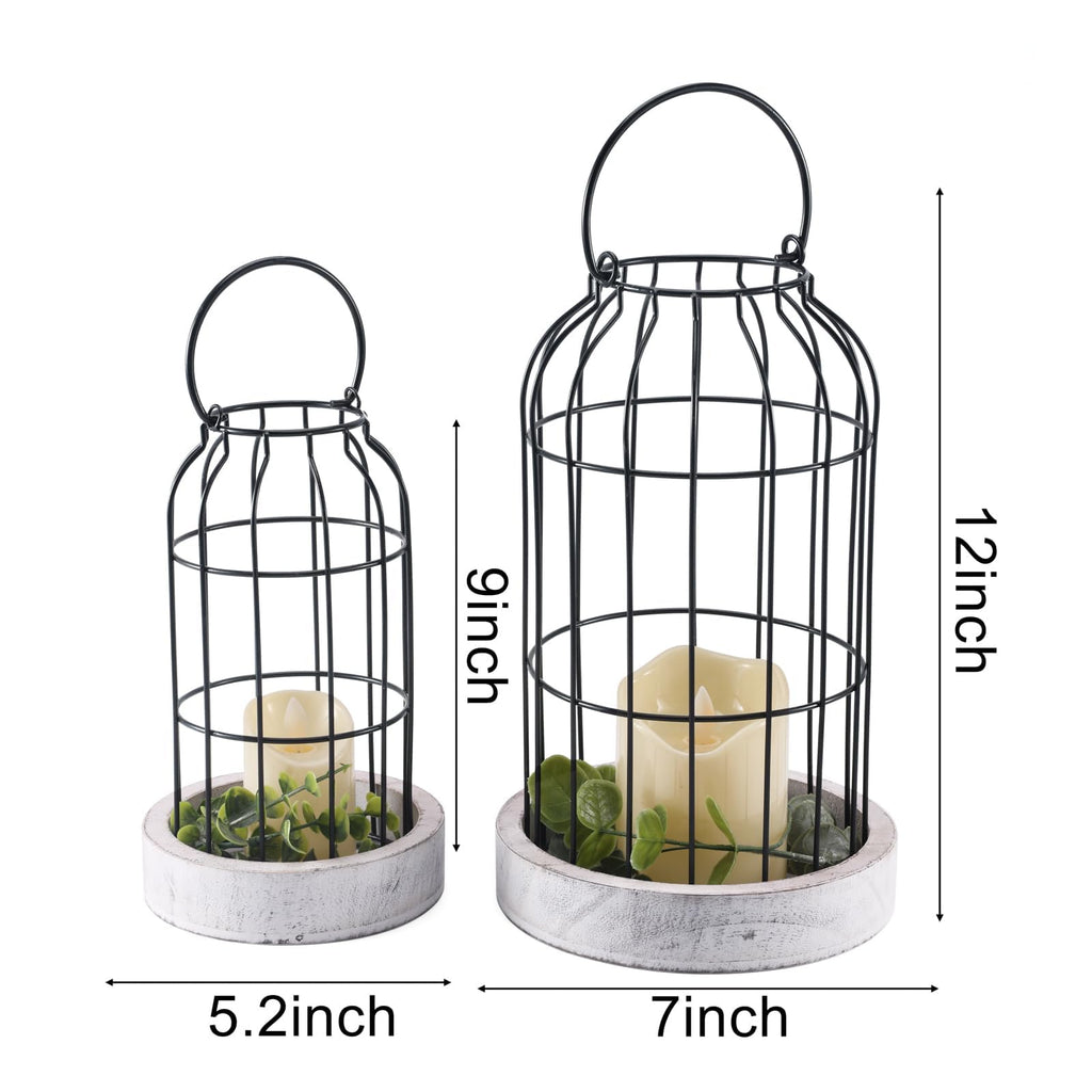 Rustic Farmhouse Decor Lantern Set of 2 Modern Farmhouse Decorative Indoor Fireplace Centerpiece Table Dinning Living