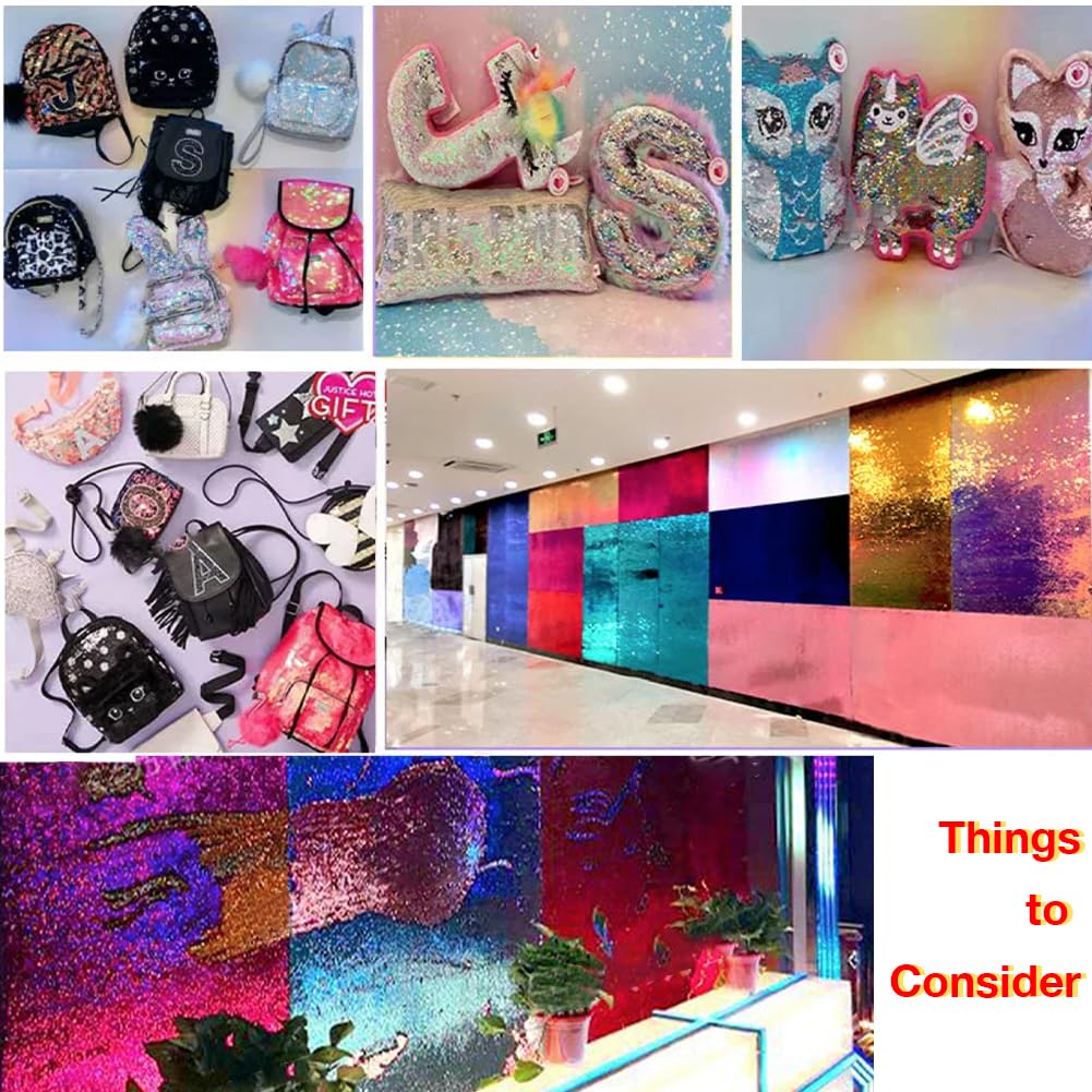 Mermaid Sensory Wall Fabric - 5MM High Density Reversible Sequin Flip Fabric by The Yard - Iridescent to Silver, 2yd