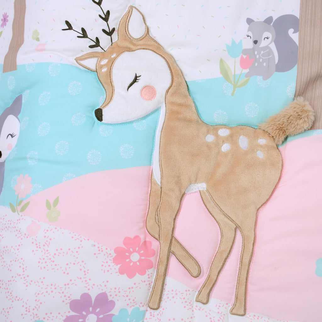 Crib Bedding Set for Girl 3 Piece Woodland Baby Girl Crib Bedding Set