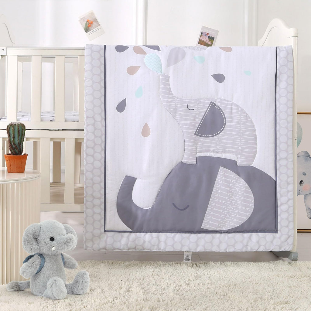 Crib Bedding Set for Boys, Premium 3 Piece Elephant Baby Crib Bedding Set, Baby Nursery Crib Comforter Set for Boys