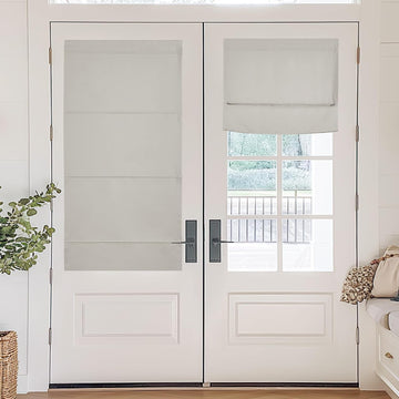 Natural Blackout Roller Shades, No Drill Cordless Door Blinds | Thermal Insulated, Privacy Shades, No Tools Roll