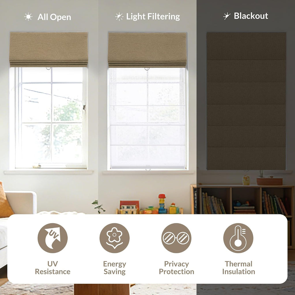 Double Roman Shades for Windows, Day Night Cordless Roman Blinds for Indoor Windows, Thermal Insulated Window Shades