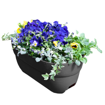 Bloomers Railing Planter with Drainage Holes- 24" W - Slate, Plastic