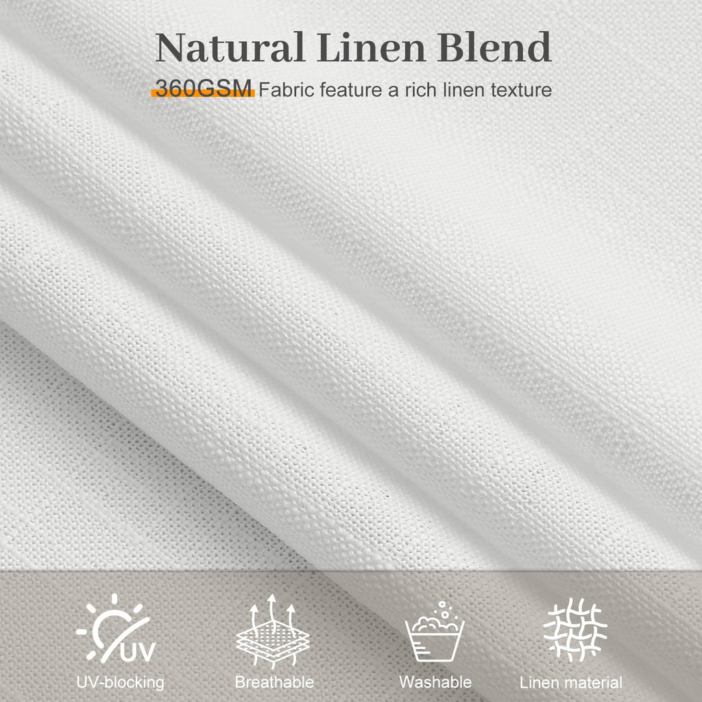 90 Inch Pinch Pleated Sheer Linen Blend White Curtains