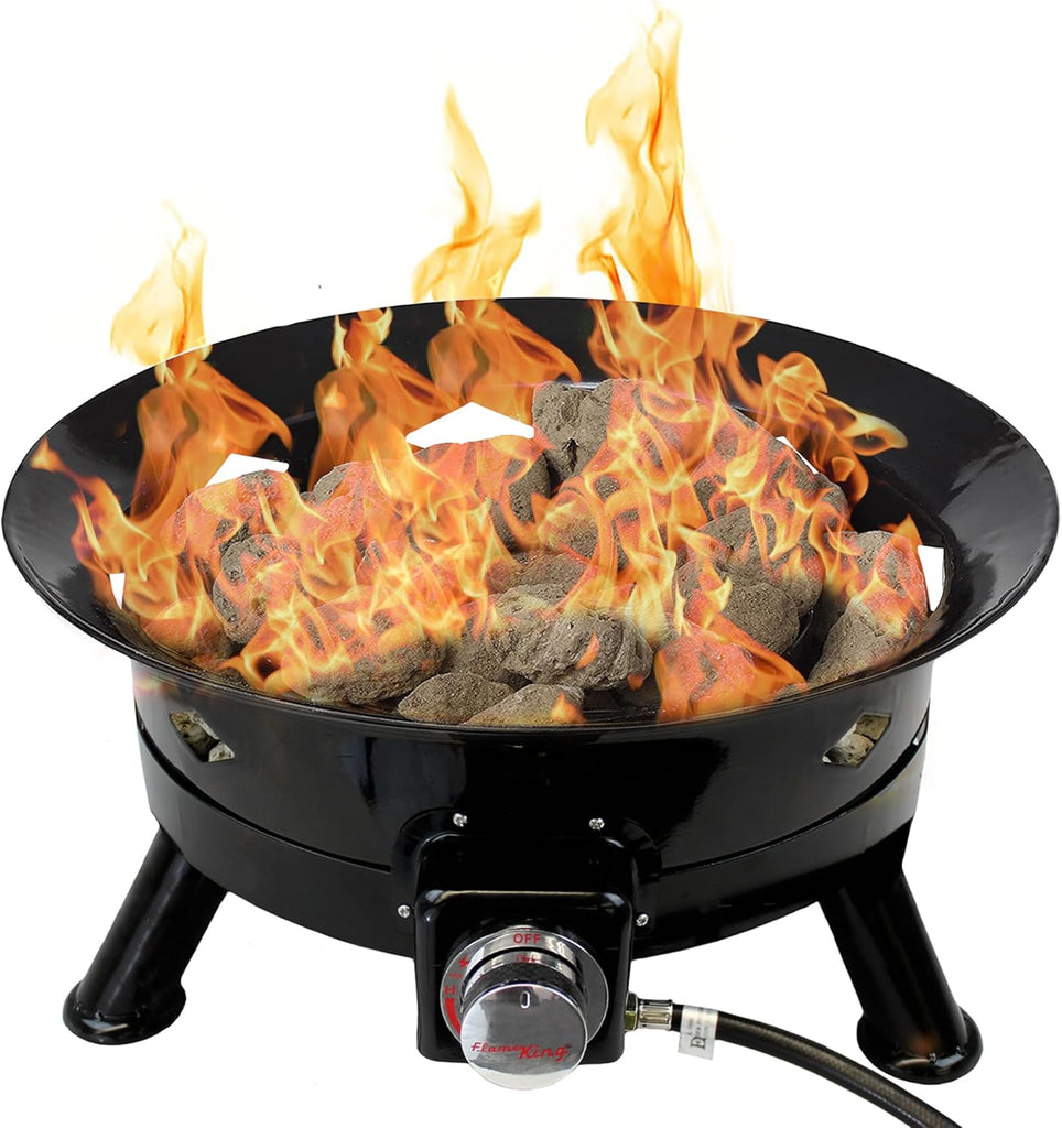 Smokeless Propane Fire Pit, 24-inch Portable Firebowl, 58K BTU with Self Igniter, Cover, & Carry Straps for RV