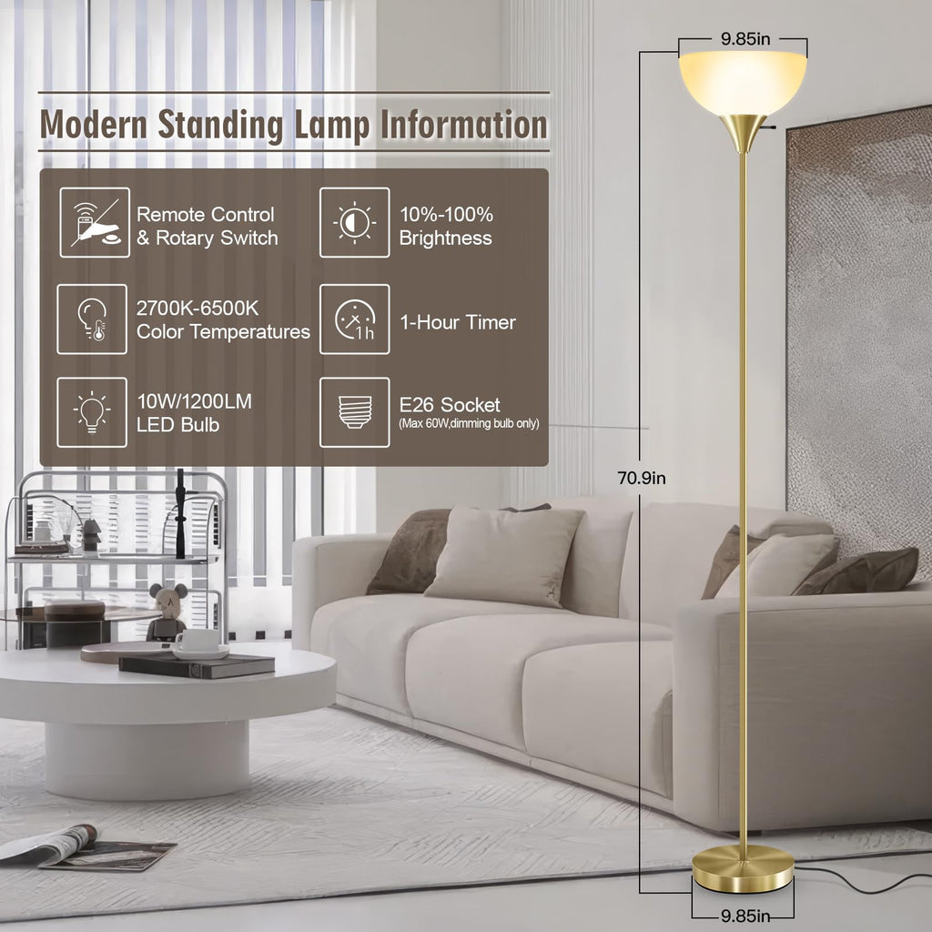 Floor Lamps, 71'' Torchiere Floor Lamps with Remote, Colors Temperature & Brightness Adjustable