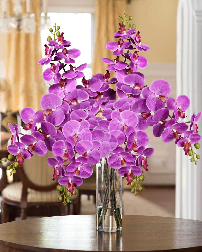 Blooming Phalaenopsis Orchid 31.5" Tall Real Touch Artificial Orchid with 9 Large Fake Orchids Artificial for