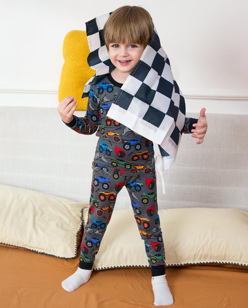 Bamboo Viscose Toddler Kids Pajamas Set, Long Sleeve Boys