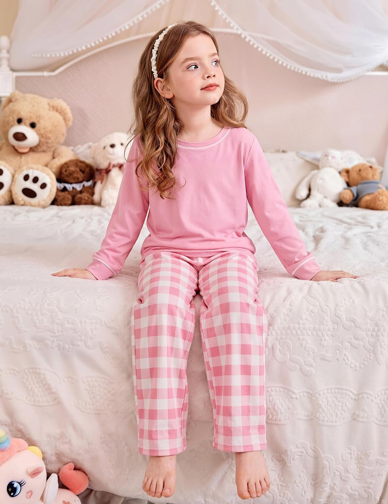 Girls Pajamas Set 2 Piece Long Sleeve Sleepwear Cozy Pj Loungewear